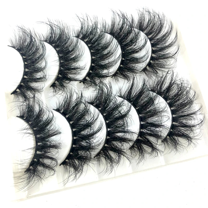 5 Pairs 25 mm 3d Mink Lashes Bulk Faux with Custom Box Wispy Natural Mink Lashes Pack Short Wholesales Natural False Eyelashes