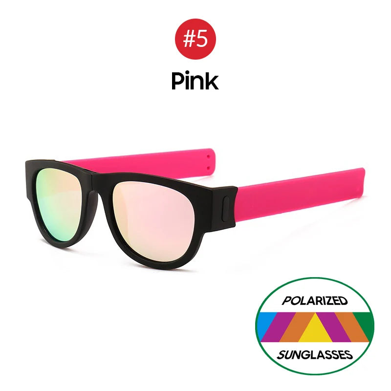 VIVIBEE Novelty Mirror Men Polarized Folding Sunglasses New Arrival Slap Sport Foldable Wristband Shades 2024 Trend Product