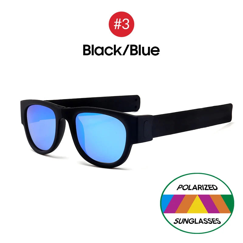 VIVIBEE Novelty Mirror Men Polarized Folding Sunglasses New Arrival Slap Sport Foldable Wristband Shades 2024 Trend Product