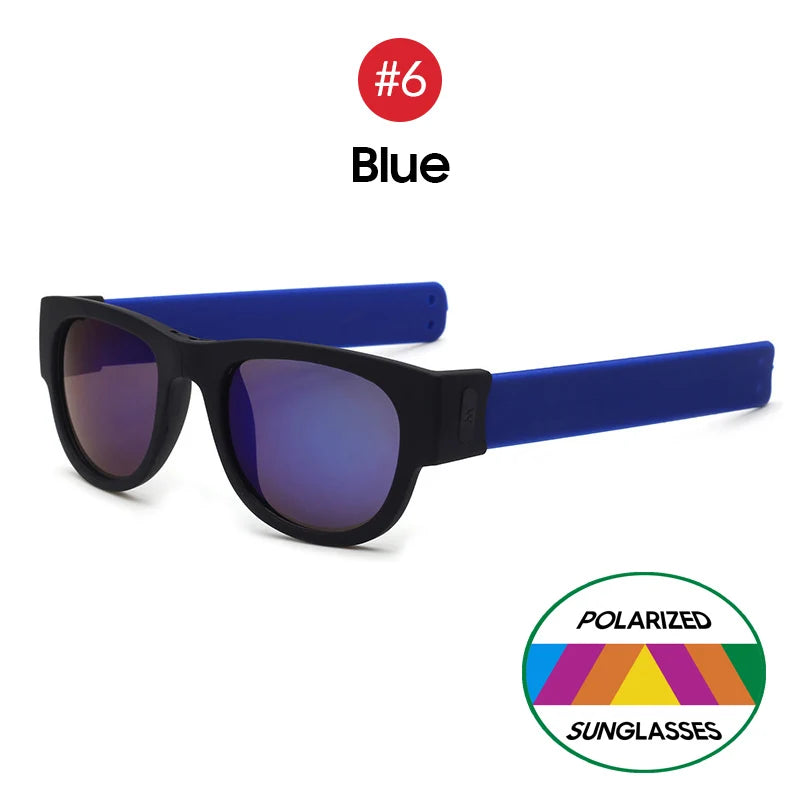 VIVIBEE Novelty Mirror Men Polarized Folding Sunglasses New Arrival Slap Sport Foldable Wristband Shades 2024 Trend Product