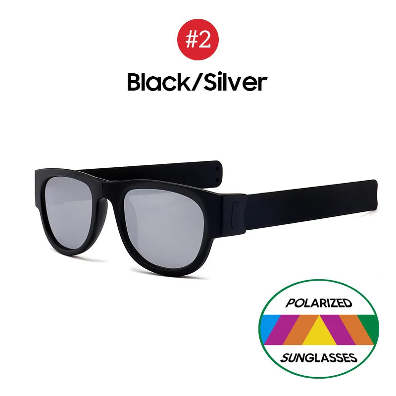 VIVIBEE Novelty Mirror Men Polarized Folding Sunglasses New Arrival Slap Sport Foldable Wristband Shades 2024 Trend Product