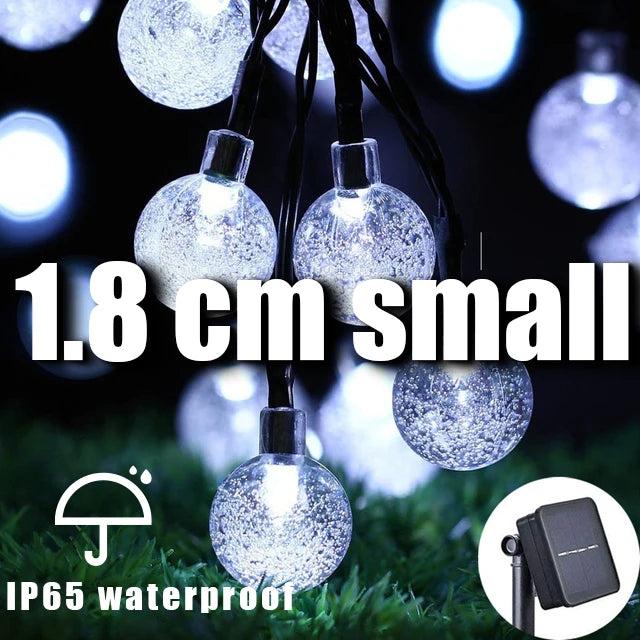 Solar String Lights Outdoor 200 LED Crystal Globe Light 8 Modes,Waterproof Patio Lights for Garden Yard Christmas Party Decor
