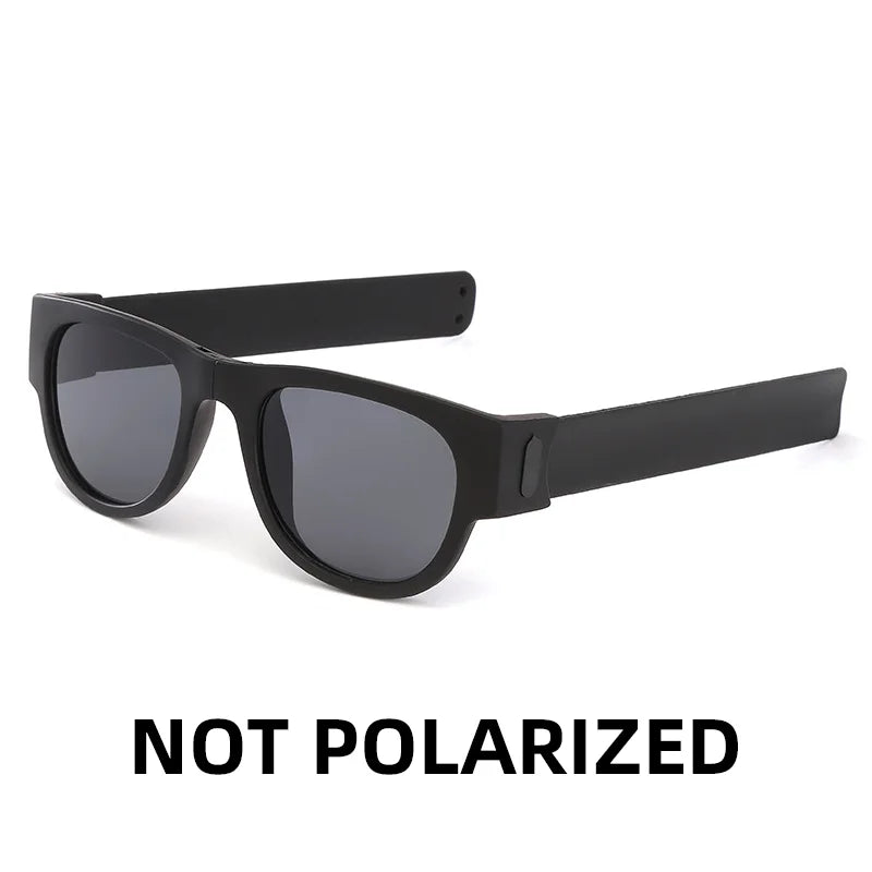 VIVIBEE Novelty Mirror Men Polarized Folding Sunglasses New Arrival Slap Sport Foldable Wristband Shades 2024 Trend Product
