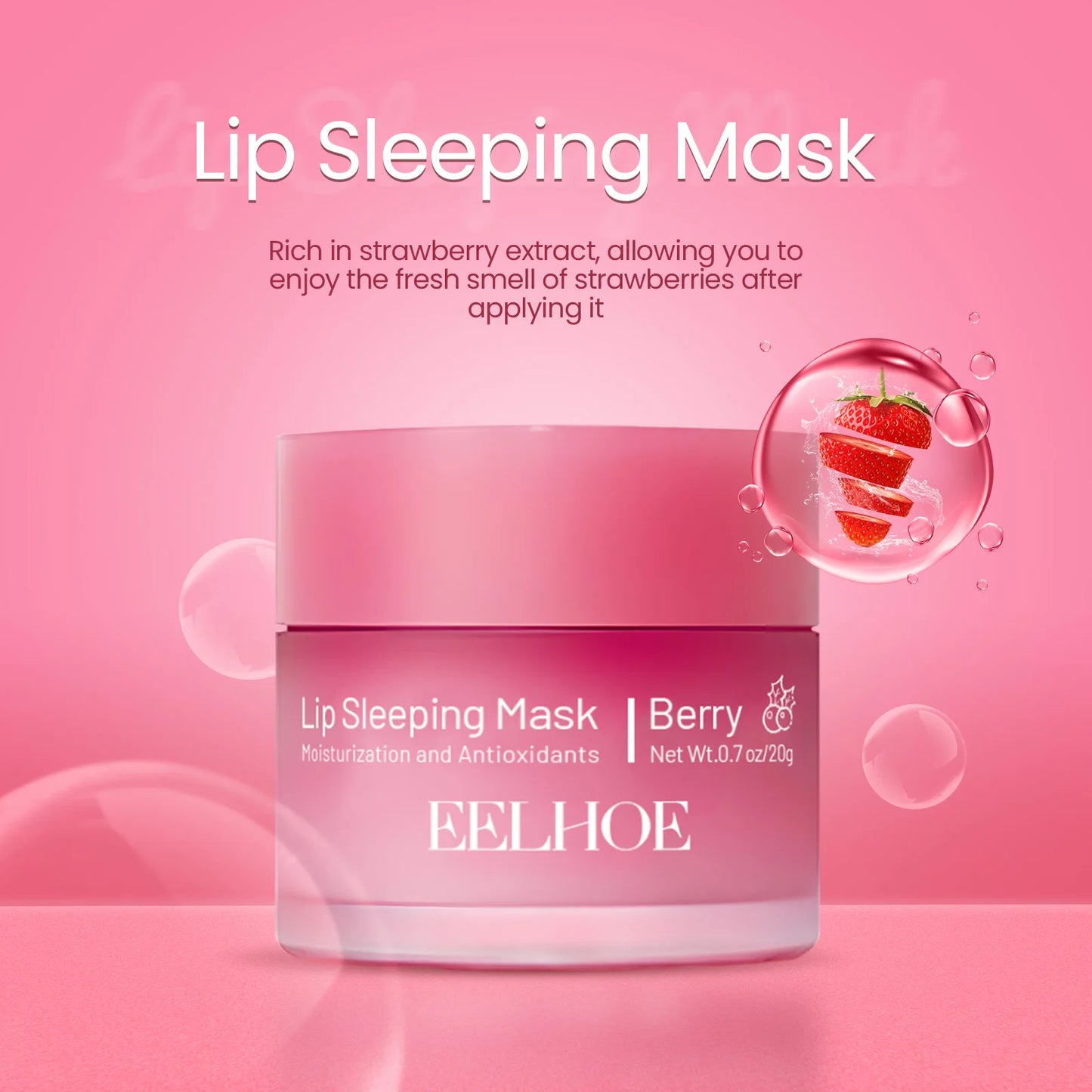 EELHOE Strawberry Lip Mask Night Sleep Nourishing Maintenance Moisturizing Lips Gloss Repair Skin Care Cream Cosmetics Lipsticks