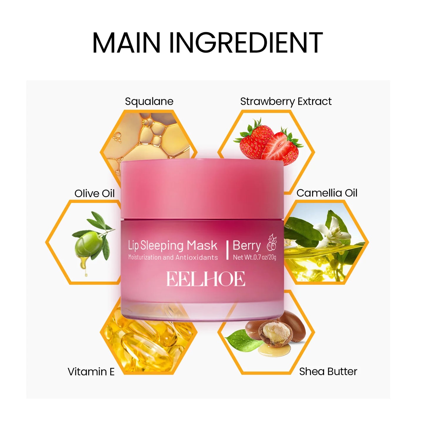 EELHOE Strawberry Lip Mask Night Sleep Nourishing Maintenance Moisturizing Lips Gloss Repair Skin Care Cream Cosmetics Lipsticks