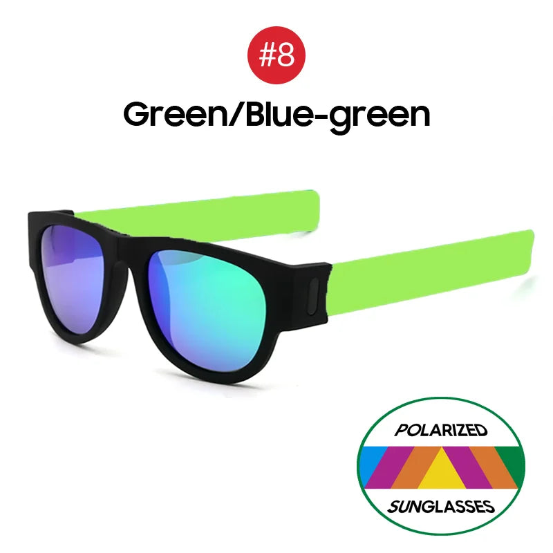 VIVIBEE Novelty Mirror Men Polarized Folding Sunglasses New Arrival Slap Sport Foldable Wristband Shades 2024 Trend Product