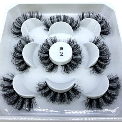 5 Pairs 25 mm 3d Mink Lashes Bulk Faux with Custom Box Wispy Natural Mink Lashes Pack Short Wholesales Natural False Eyelashes