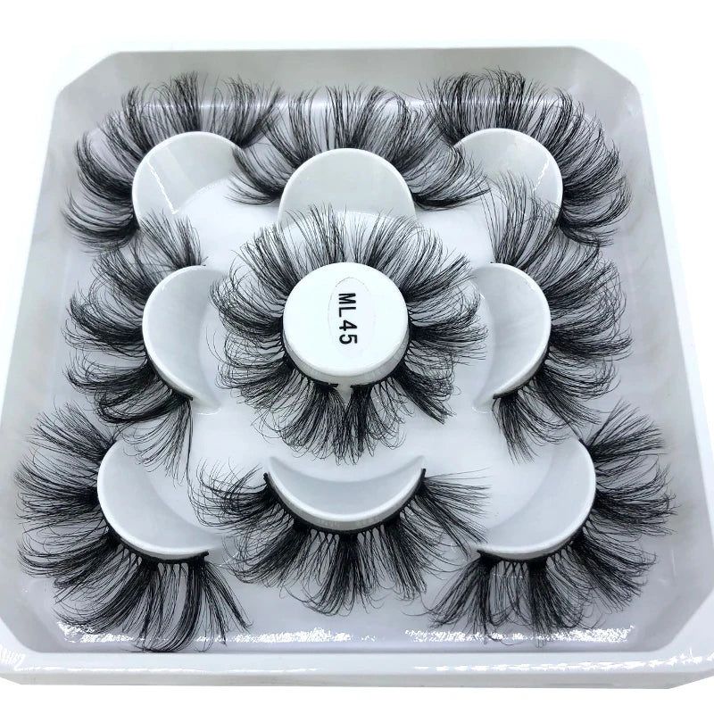 5 Pairs 25 mm 3d Mink Lashes Bulk Faux with Custom Box Wispy Natural Mink Lashes Pack Short Wholesales Natural False Eyelashes