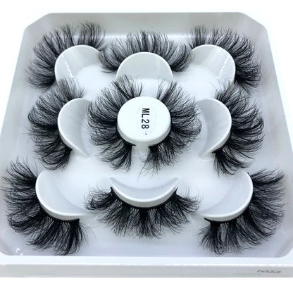 5 Pairs 25 mm 3d Mink Lashes Bulk Faux with Custom Box Wispy Natural Mink Lashes Pack Short Wholesales Natural False Eyelashes