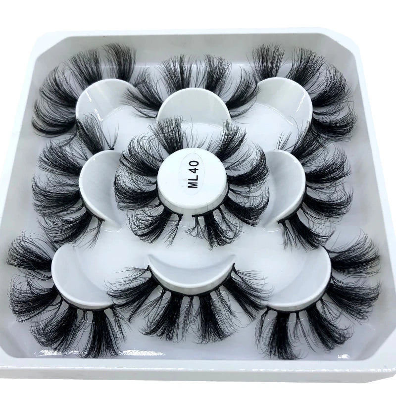 5 Pairs 25 mm 3d Mink Lashes Bulk Faux with Custom Box Wispy Natural Mink Lashes Pack Short Wholesales Natural False Eyelashes