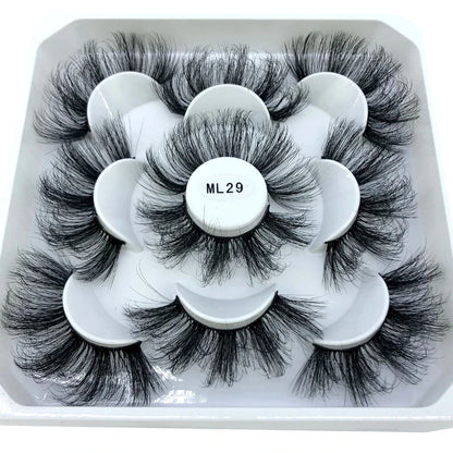 5 Pairs 25 mm 3d Mink Lashes Bulk Faux with Custom Box Wispy Natural Mink Lashes Pack Short Wholesales Natural False Eyelashes