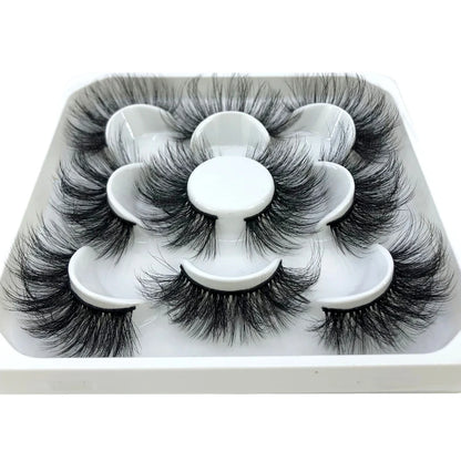 5 Pairs 25 mm 3d Mink Lashes Bulk Faux with Custom Box Wispy Natural Mink Lashes Pack Short Wholesales Natural False Eyelashes