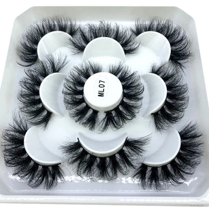 5 Pairs 25 mm 3d Mink Lashes Bulk Faux with Custom Box Wispy Natural Mink Lashes Pack Short Wholesales Natural False Eyelashes