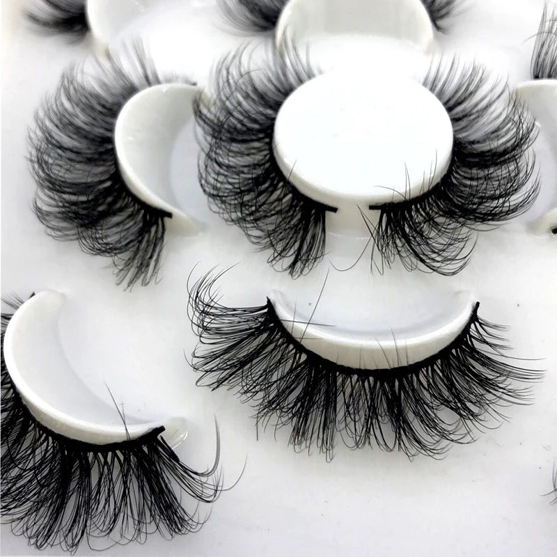 5 Pairs 25 mm 3d Mink Lashes Bulk Faux with Custom Box Wispy Natural Mink Lashes Pack Short Wholesales Natural False Eyelashes