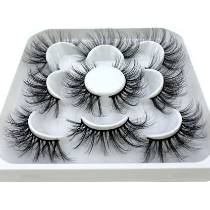 5 Pairs 25 mm 3d Mink Lashes Bulk Faux with Custom Box Wispy Natural Mink Lashes Pack Short Wholesales Natural False Eyelashes