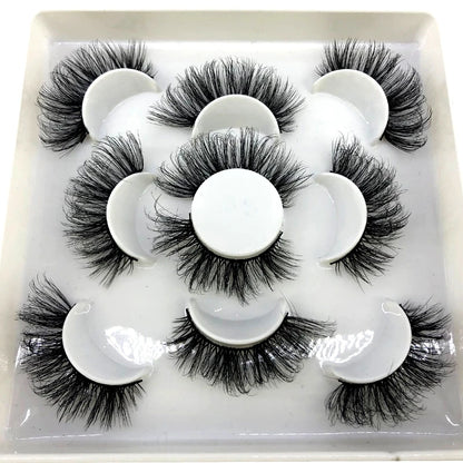 5 Pairs 25 mm 3d Mink Lashes Bulk Faux with Custom Box Wispy Natural Mink Lashes Pack Short Wholesales Natural False Eyelashes