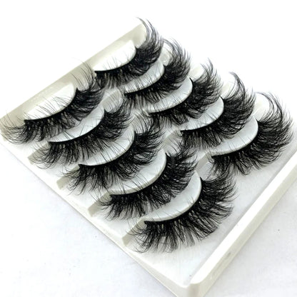 5 Pairs 25 mm 3d Mink Lashes Bulk Faux with Custom Box Wispy Natural Mink Lashes Pack Short Wholesales Natural False Eyelashes