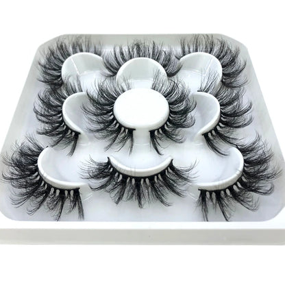 5 Pairs 25 mm 3d Mink Lashes Bulk Faux with Custom Box Wispy Natural Mink Lashes Pack Short Wholesales Natural False Eyelashes