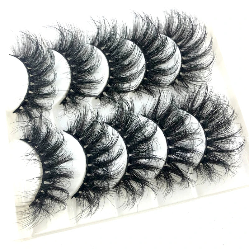 5 Pairs 25 mm 3d Mink Lashes Bulk Faux with Custom Box Wispy Natural Mink Lashes Pack Short Wholesales Natural False Eyelashes