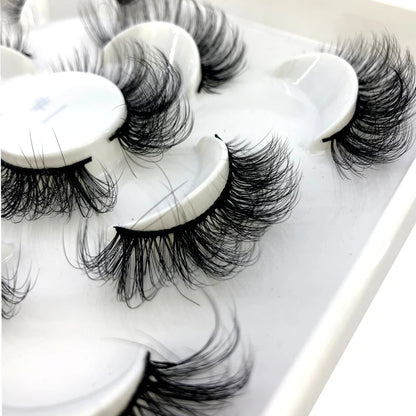 5 Pairs 25 mm 3d Mink Lashes Bulk Faux with Custom Box Wispy Natural Mink Lashes Pack Short Wholesales Natural False Eyelashes