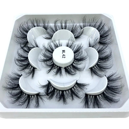 5 Pairs 25 mm 3d Mink Lashes Bulk Faux with Custom Box Wispy Natural Mink Lashes Pack Short Wholesales Natural False Eyelashes