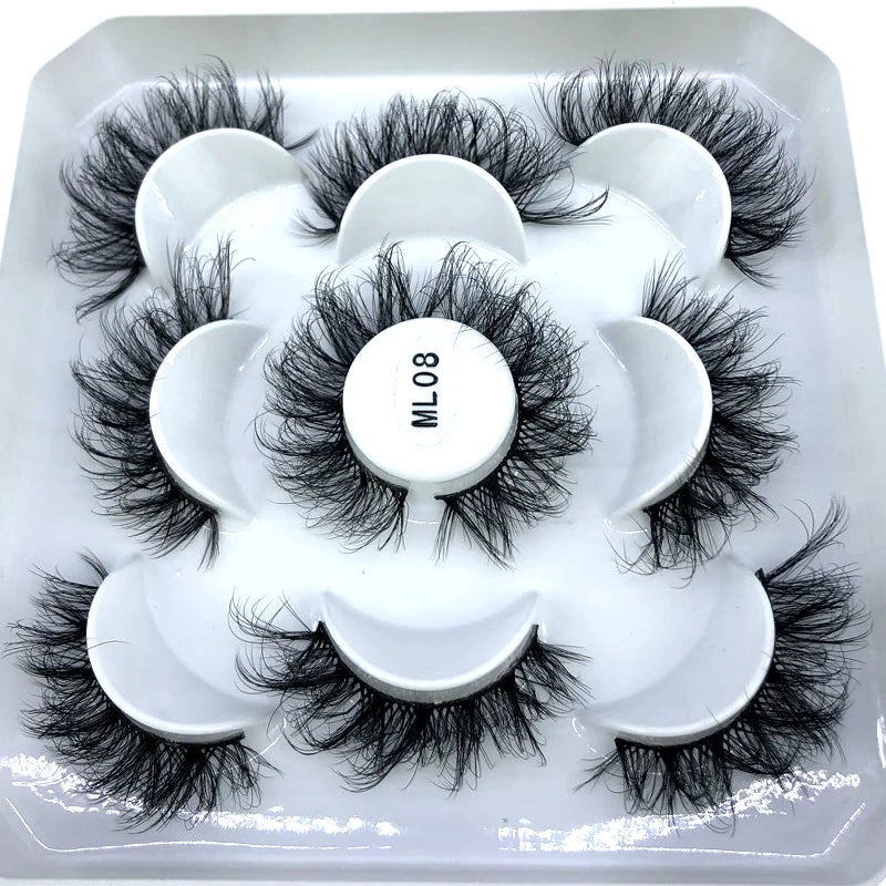 5 Pairs 25 mm 3d Mink Lashes Bulk Faux with Custom Box Wispy Natural Mink Lashes Pack Short Wholesales Natural False Eyelashes