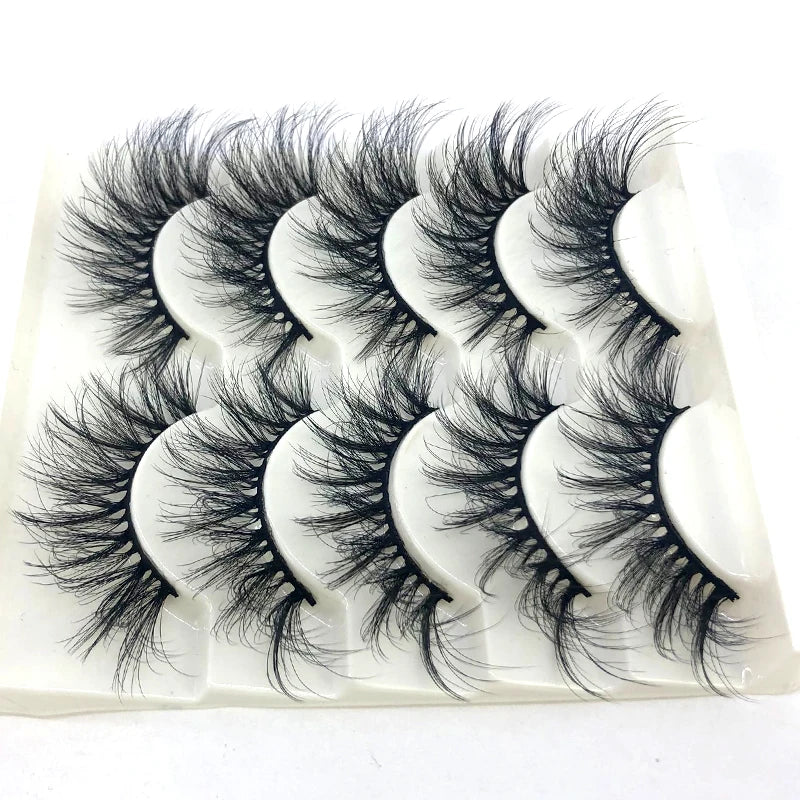 5 Pairs 25 mm 3d Mink Lashes Bulk Faux with Custom Box Wispy Natural Mink Lashes Pack Short Wholesales Natural False Eyelashes