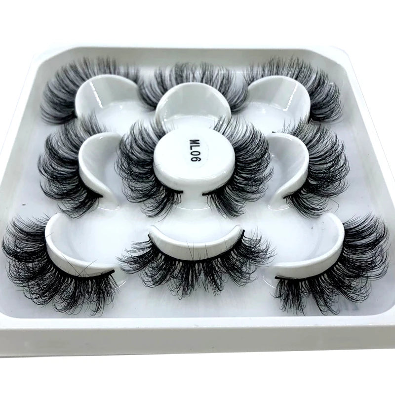 5 Pairs 25 mm 3d Mink Lashes Bulk Faux with Custom Box Wispy Natural Mink Lashes Pack Short Wholesales Natural False Eyelashes