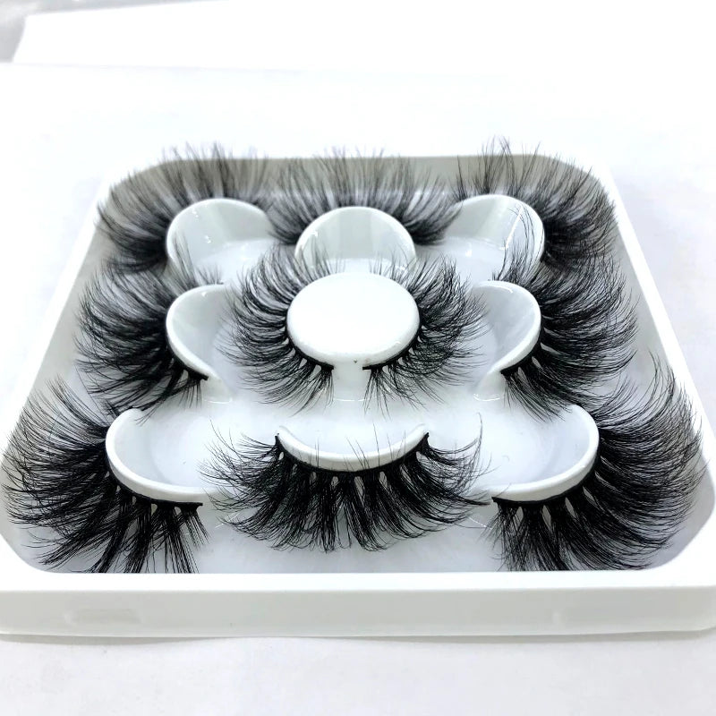 5 Pairs 25 mm 3d Mink Lashes Bulk Faux with Custom Box Wispy Natural Mink Lashes Pack Short Wholesales Natural False Eyelashes