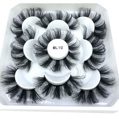 5 Pairs 25 mm 3d Mink Lashes Bulk Faux with Custom Box Wispy Natural Mink Lashes Pack Short Wholesales Natural False Eyelashes