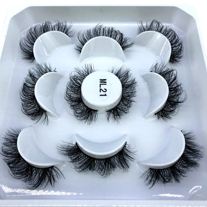 5 Pairs 25 mm 3d Mink Lashes Bulk Faux with Custom Box Wispy Natural Mink Lashes Pack Short Wholesales Natural False Eyelashes