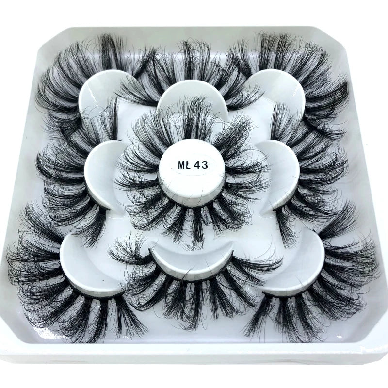 5 Pairs 25 mm 3d Mink Lashes Bulk Faux with Custom Box Wispy Natural Mink Lashes Pack Short Wholesales Natural False Eyelashes