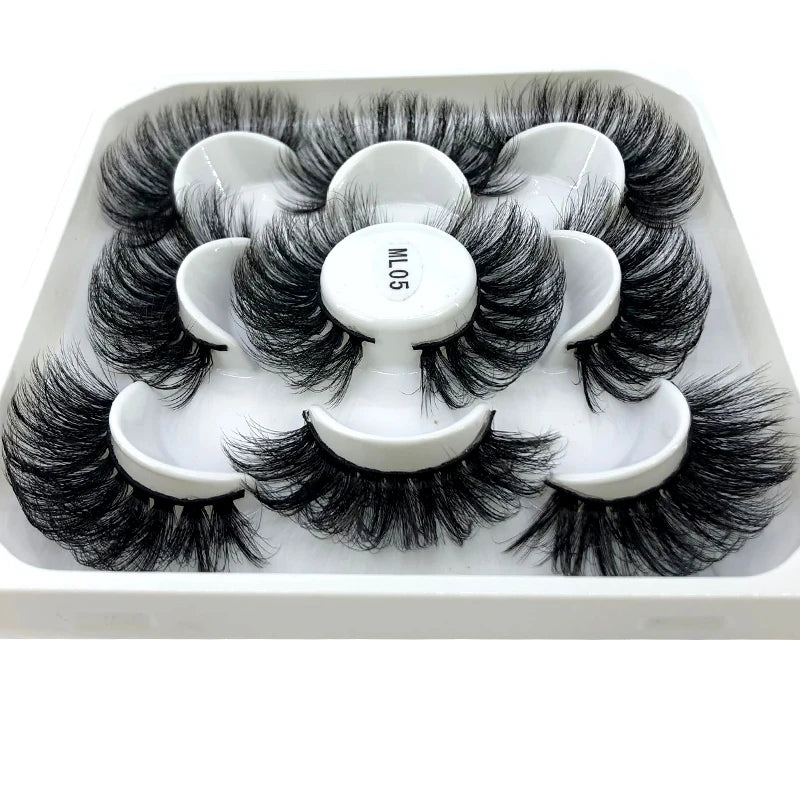 5 Pairs 25 mm 3d Mink Lashes Bulk Faux with Custom Box Wispy Natural Mink Lashes Pack Short Wholesales Natural False Eyelashes