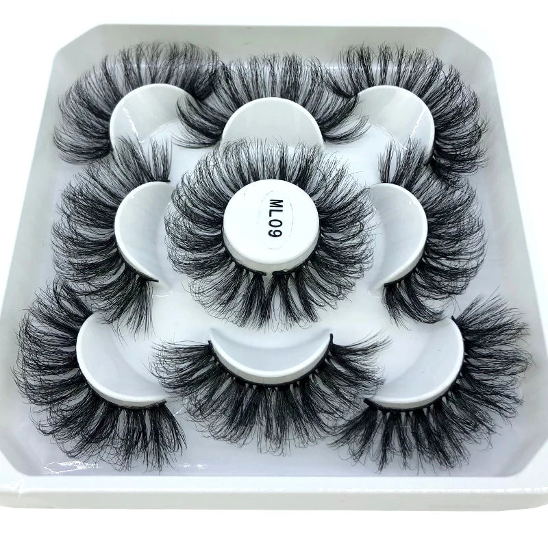 5 Pairs 25 mm 3d Mink Lashes Bulk Faux with Custom Box Wispy Natural Mink Lashes Pack Short Wholesales Natural False Eyelashes