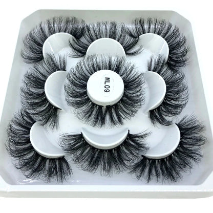 5 Pairs 25 mm 3d Mink Lashes Bulk Faux with Custom Box Wispy Natural Mink Lashes Pack Short Wholesales Natural False Eyelashes