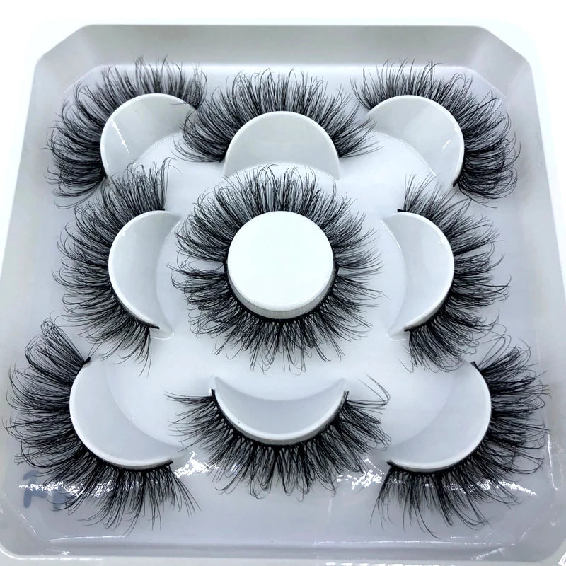 5 Pairs 25 mm 3d Mink Lashes Bulk Faux with Custom Box Wispy Natural Mink Lashes Pack Short Wholesales Natural False Eyelashes