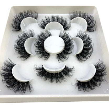 5 Pairs 25 mm 3d Mink Lashes Bulk Faux with Custom Box Wispy Natural Mink Lashes Pack Short Wholesales Natural False Eyelashes