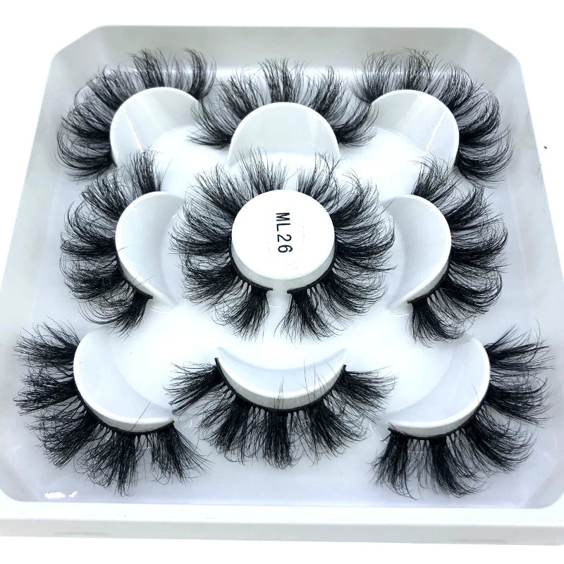 5 Pairs 25 mm 3d Mink Lashes Bulk Faux with Custom Box Wispy Natural Mink Lashes Pack Short Wholesales Natural False Eyelashes