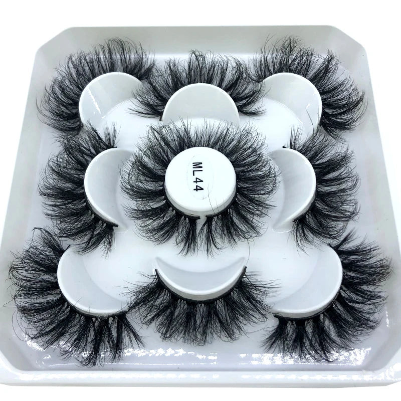 5 Pairs 25 mm 3d Mink Lashes Bulk Faux with Custom Box Wispy Natural Mink Lashes Pack Short Wholesales Natural False Eyelashes