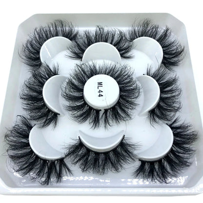 5 Pairs 25 mm 3d Mink Lashes Bulk Faux with Custom Box Wispy Natural Mink Lashes Pack Short Wholesales Natural False Eyelashes