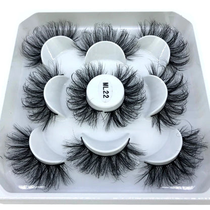 5 Pairs 25 mm 3d Mink Lashes Bulk Faux with Custom Box Wispy Natural Mink Lashes Pack Short Wholesales Natural False Eyelashes