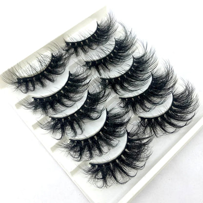 5 Pairs 25 mm 3d Mink Lashes Bulk Faux with Custom Box Wispy Natural Mink Lashes Pack Short Wholesales Natural False Eyelashes