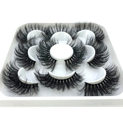 5 Pairs 25 mm 3d Mink Lashes Bulk Faux with Custom Box Wispy Natural Mink Lashes Pack Short Wholesales Natural False Eyelashes