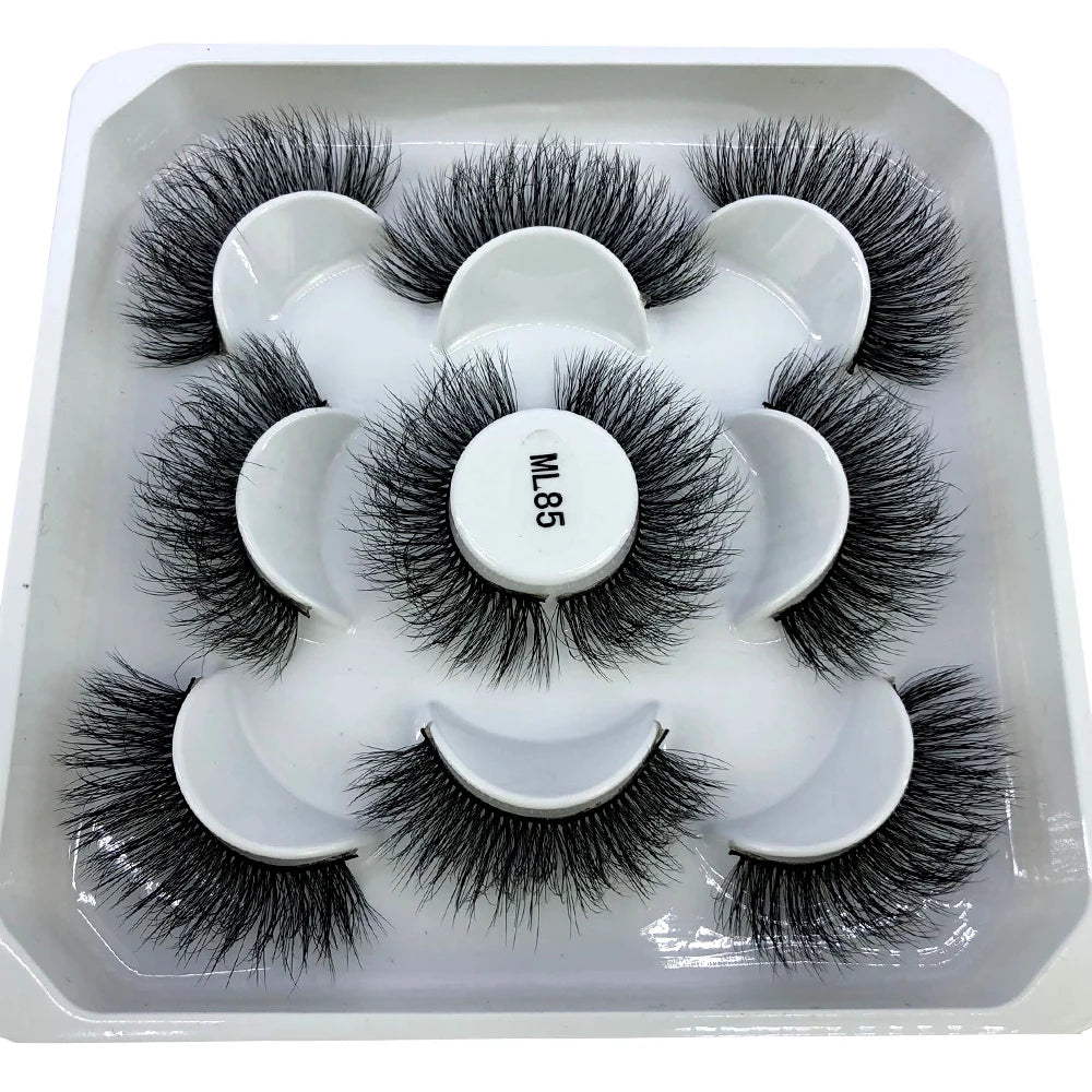 5 Pairs 25 mm 3d Mink Lashes Bulk Faux with Custom Box Wispy Natural Mink Lashes Pack Short Wholesales Natural False Eyelashes