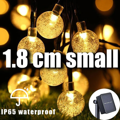 Solar String Lights Outdoor 200 LED Crystal Globe Light 8 Modes,Waterproof Patio Lights for Garden Yard Christmas Party Decor