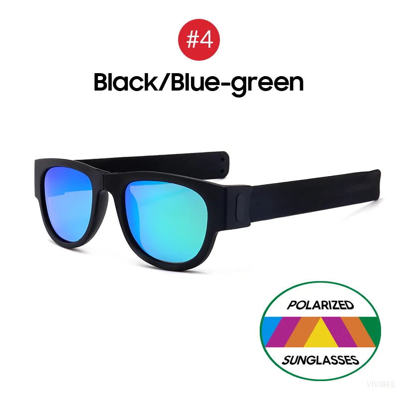 VIVIBEE Novelty Mirror Men Polarized Folding Sunglasses New Arrival Slap Sport Foldable Wristband Shades 2024 Trend Product